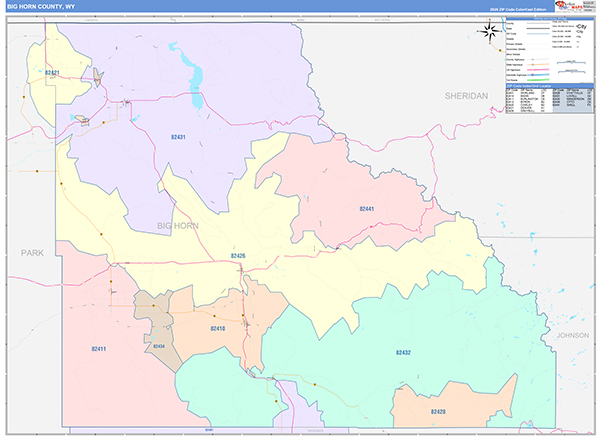 Big Horn County, WY Zip Code Map